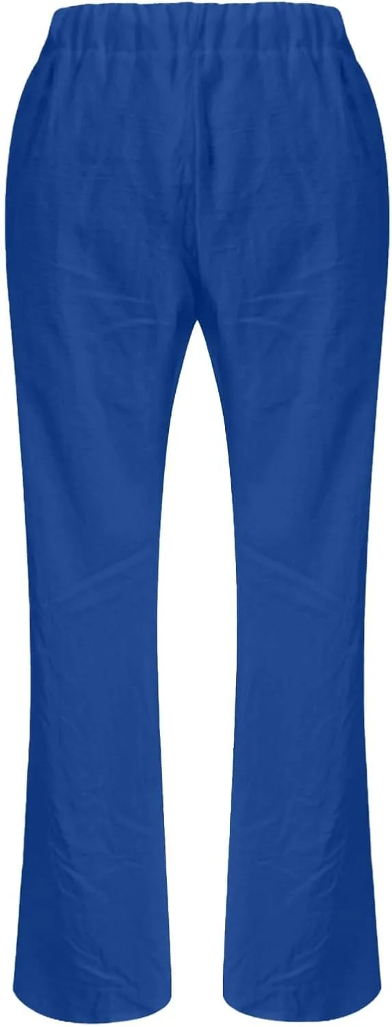 Low Rise Petite Linen Pants for Women Drawstring Elastic Waist Y2K Casual Flared Trouser Summer Loungewear Yoga Pants