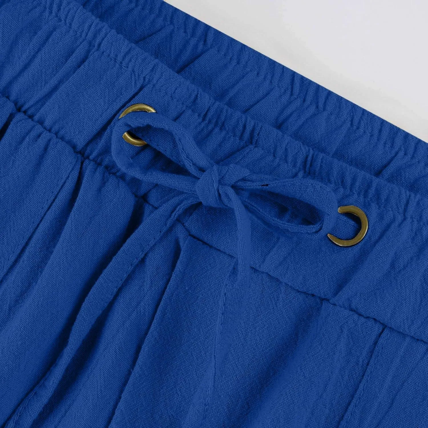 Low Rise Petite Linen Pants for Women Drawstring Elastic Waist Y2K Casual Flared Trouser Summer Loungewear Yoga Pants