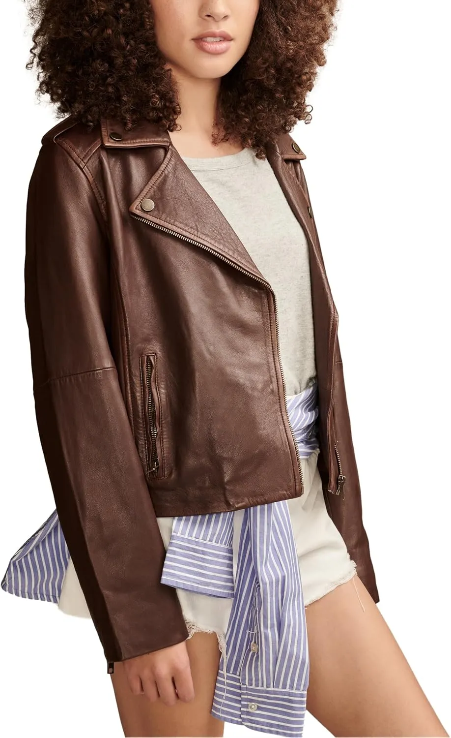 Lucky Brand Women's Classic Leather Moto Jacket