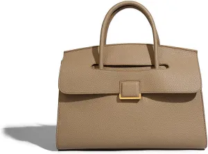 Luxury Women's Leather Top Handle Tote Bag Age Reduced Elegant Flap Briefcases