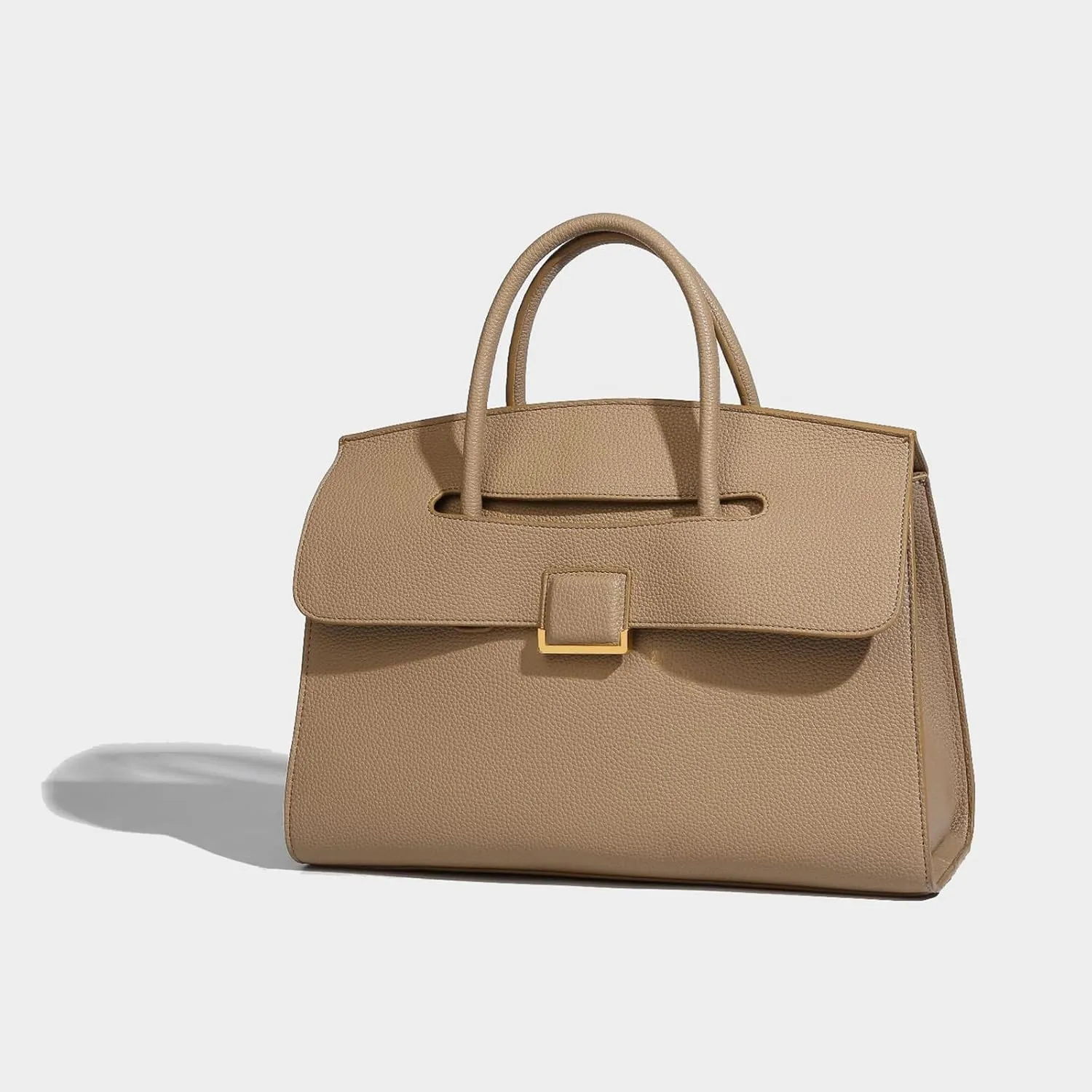 Luxury Women's Leather Top Handle Tote Bag Age Reduced Elegant Flap Briefcases