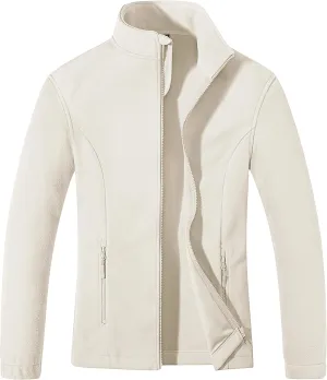 MAGCOMSEN Women's Fleece Jacket Zip Up Coat Lightweight Soft Warm Long Sleeve Jackets with Pockets for Winter