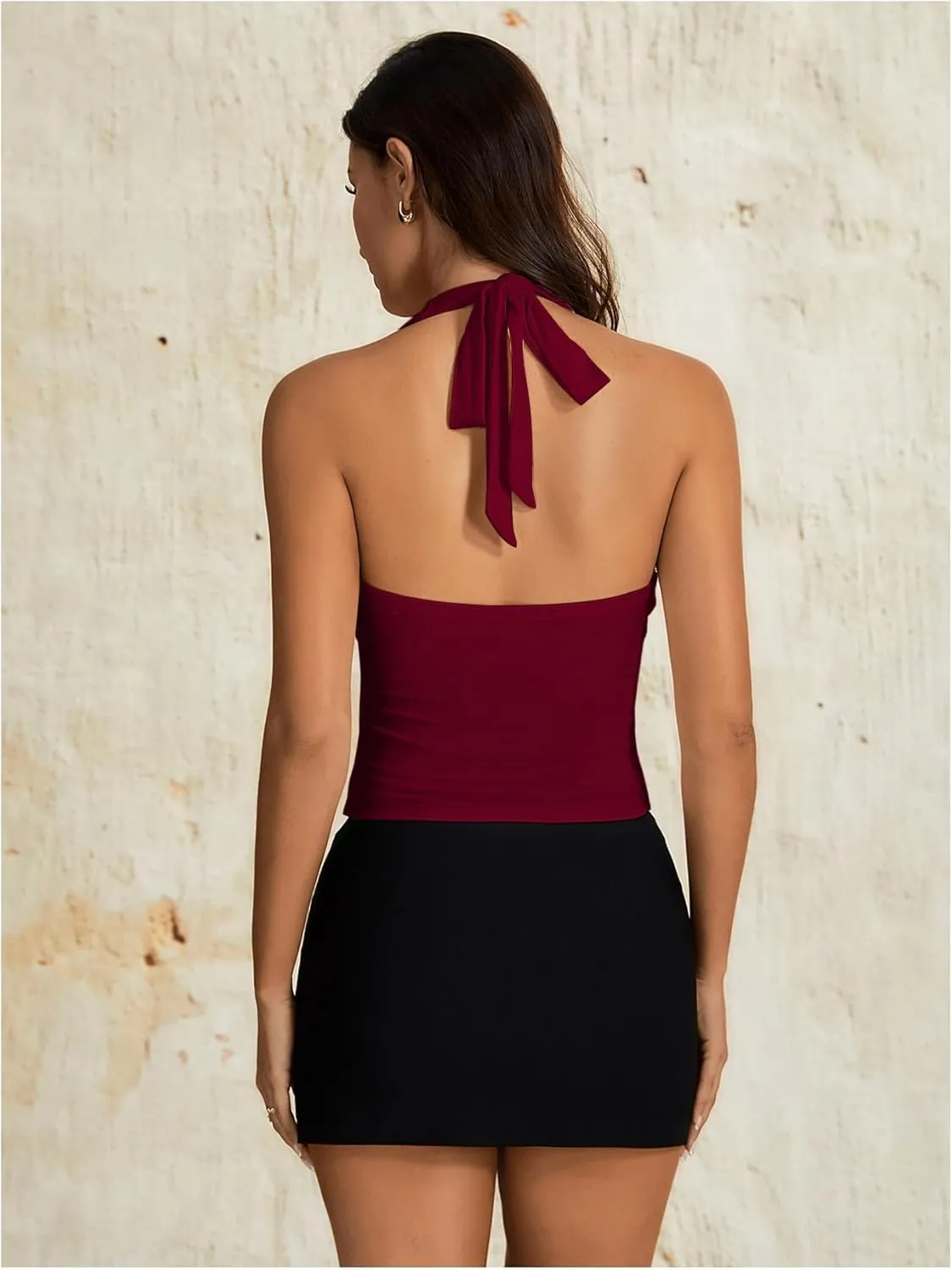 MakeMeChic Women's Halter Top Sleeveless Twist Front Going Out Tops Summer Shirt