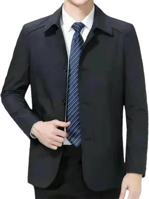 Men Casual Business Lapel Windbreak Jackets Spring Business Casual Coat