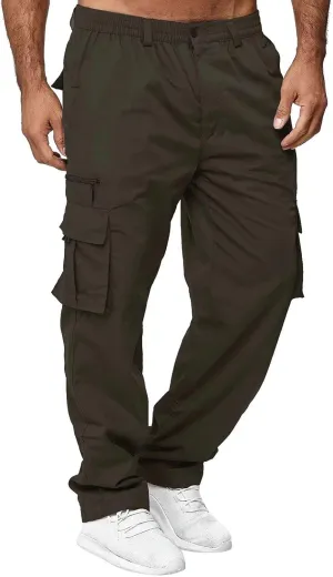 Men Outdoor Cargo Pant Lightweight Tactical Pant Hiking Jogger Classic Fit Multi Pockets