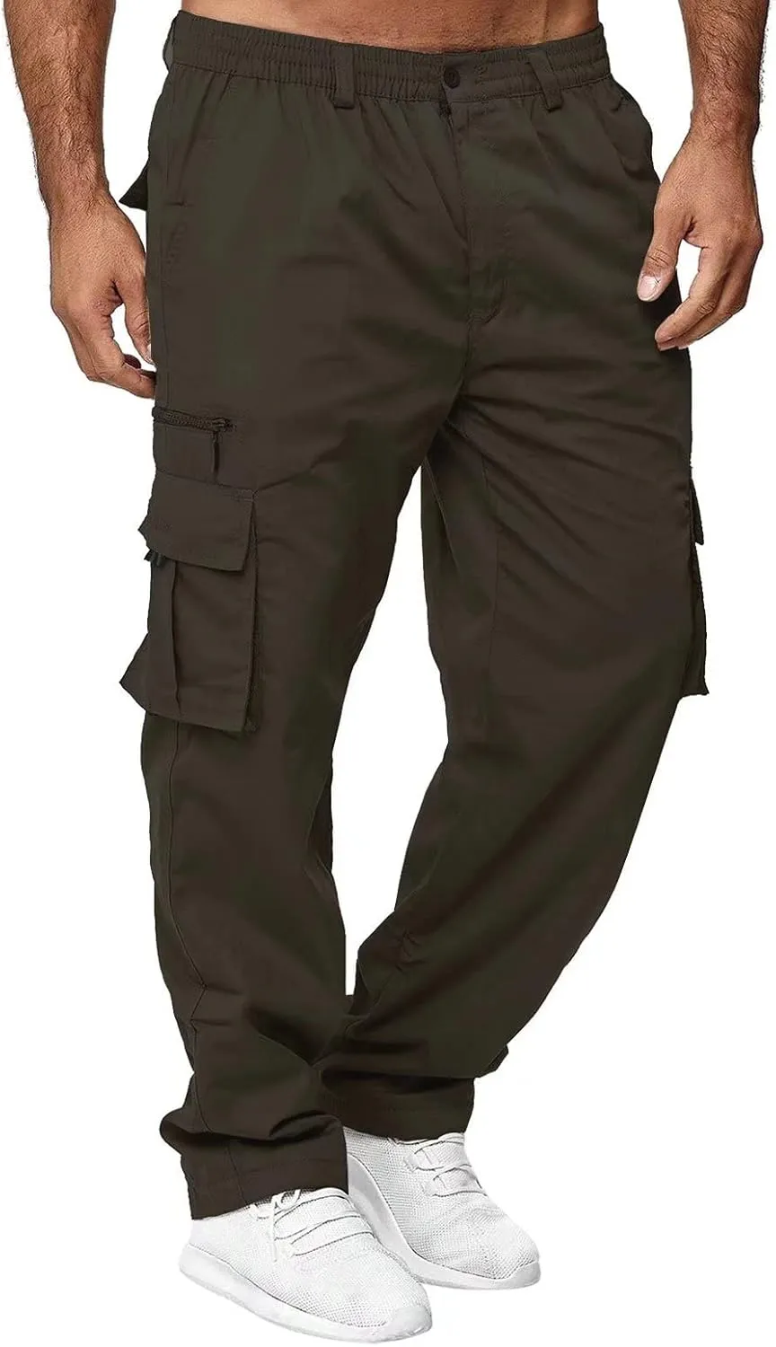 Men Outdoor Cargo Pant Lightweight Tactical Pant Hiking Jogger Classic Fit Multi Pockets