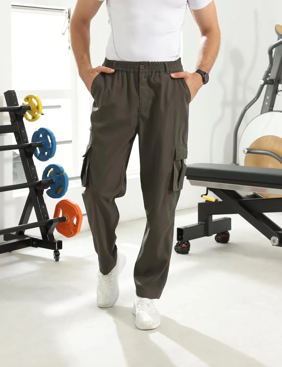 Men Outdoor Cargo Pant Lightweight Tactical Pant Hiking Jogger Classic Fit Multi Pockets