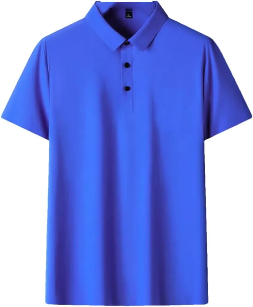 Men Polo Shirts Classic Short Sleeve Tee Breathable Cooling Quick Dry Nylon Golf T-Shirt
