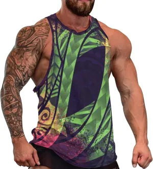 Men Polynesian Tribal Quick Dry Workout Tank Top Hawaiian Samoan Gym Muscle Tee Bodybuilding Sleeveless Shirt