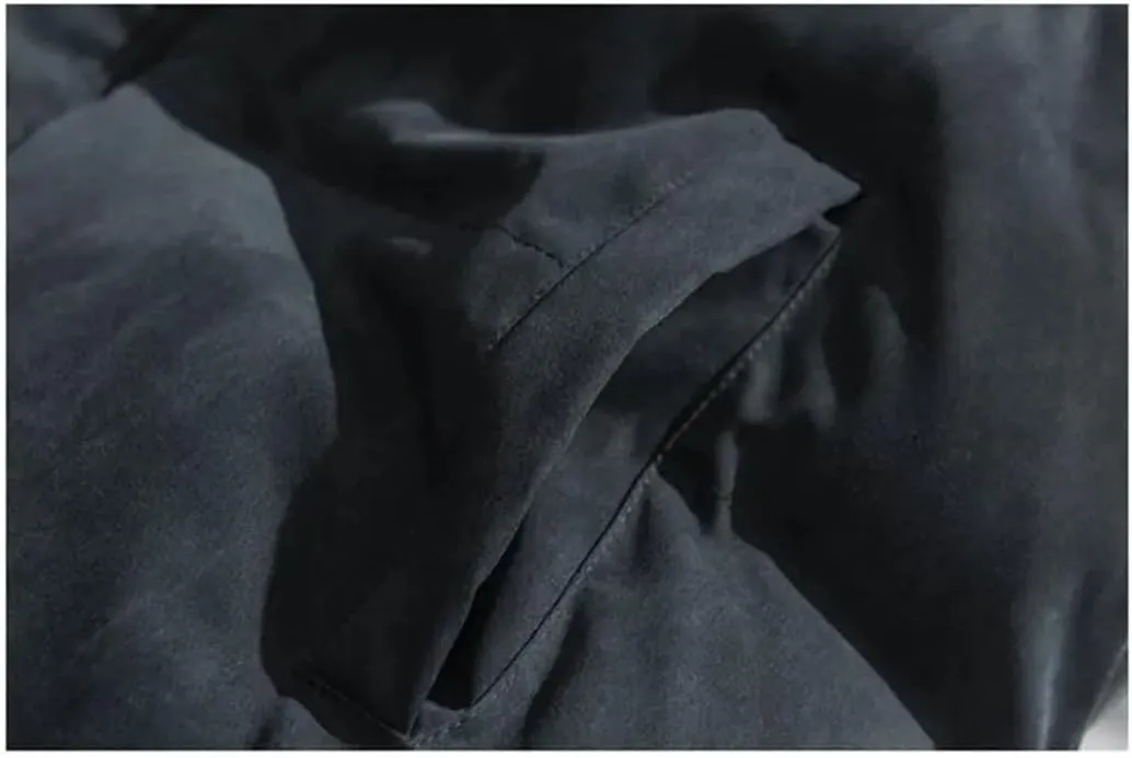 Men Winter Color Contrast Fake Two Piece Cotton-Padded Jacket Hooded Loose Parka Couple Coat