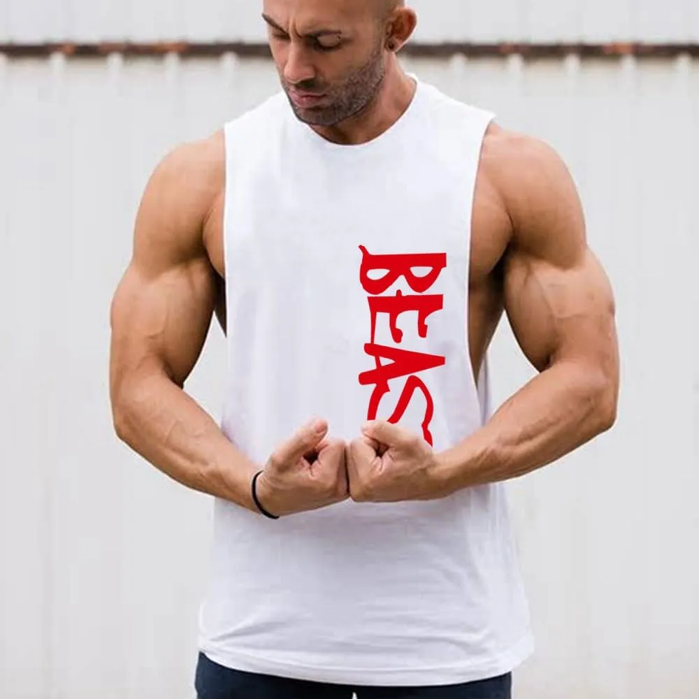 Men's 2 Pack Workout Tank Top Beast Gym Fitness Muscle Tee Cut Open Sides Sleeveless T-Shirt