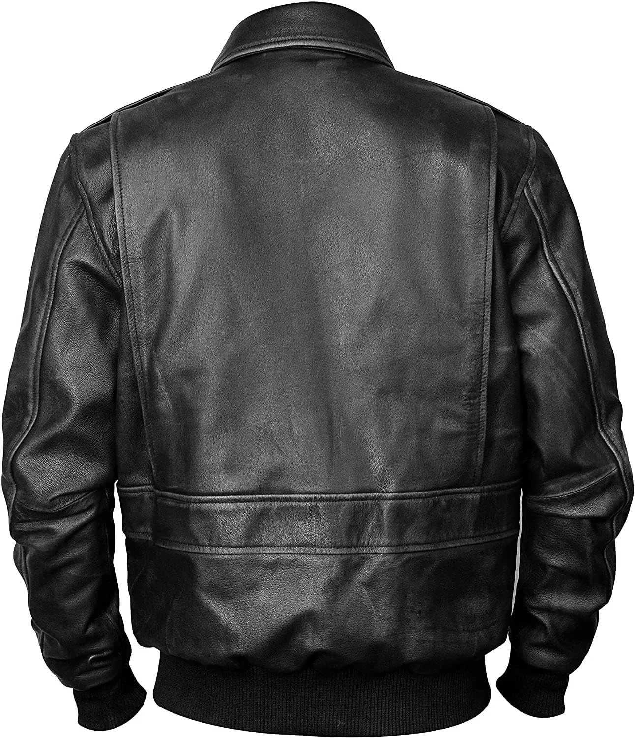 Men's A2 Aviator Pilot Flight Distressed Brown Leather Jacket - WW2 USAAF Air Force Flying Bomber Outerwear