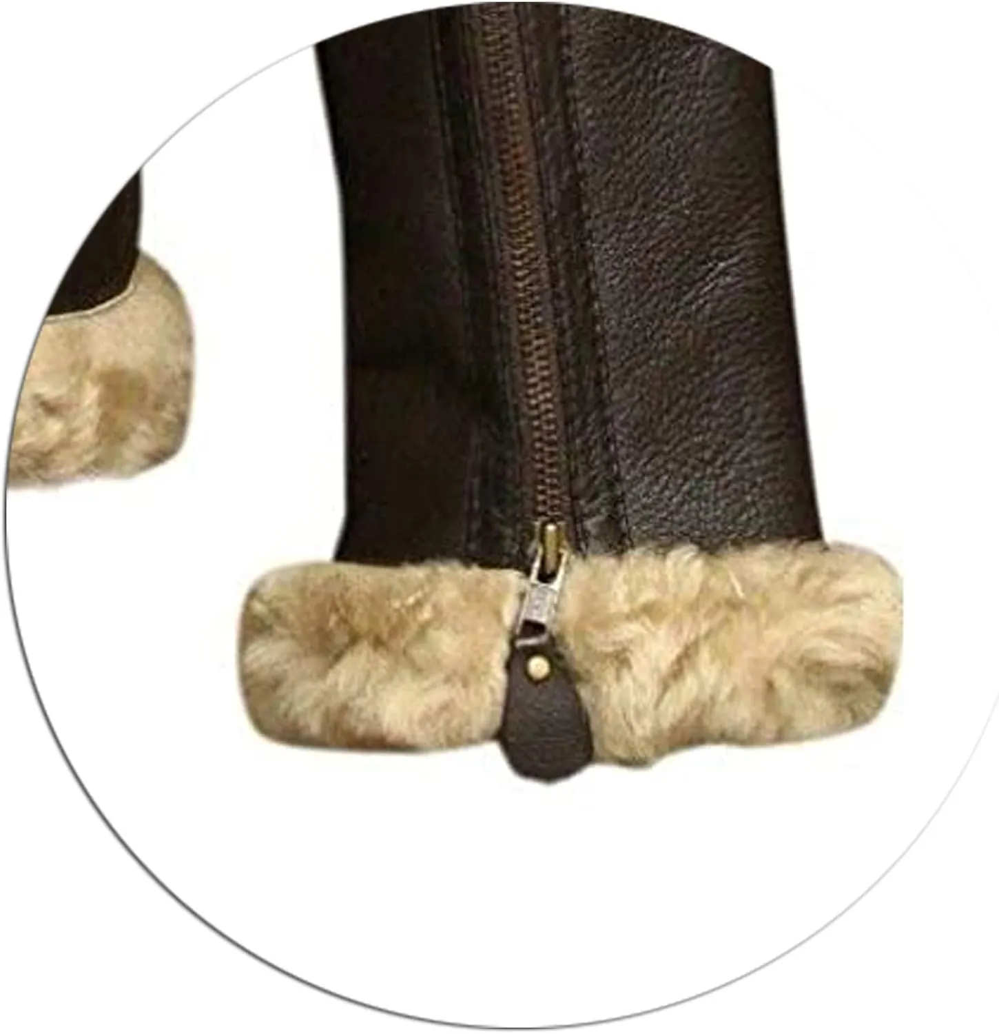 Men's B3 Bomber Aviator Jacket - Winter Faux Shearling Real Sheepskin Leather Jackets for Men, Black/Brown