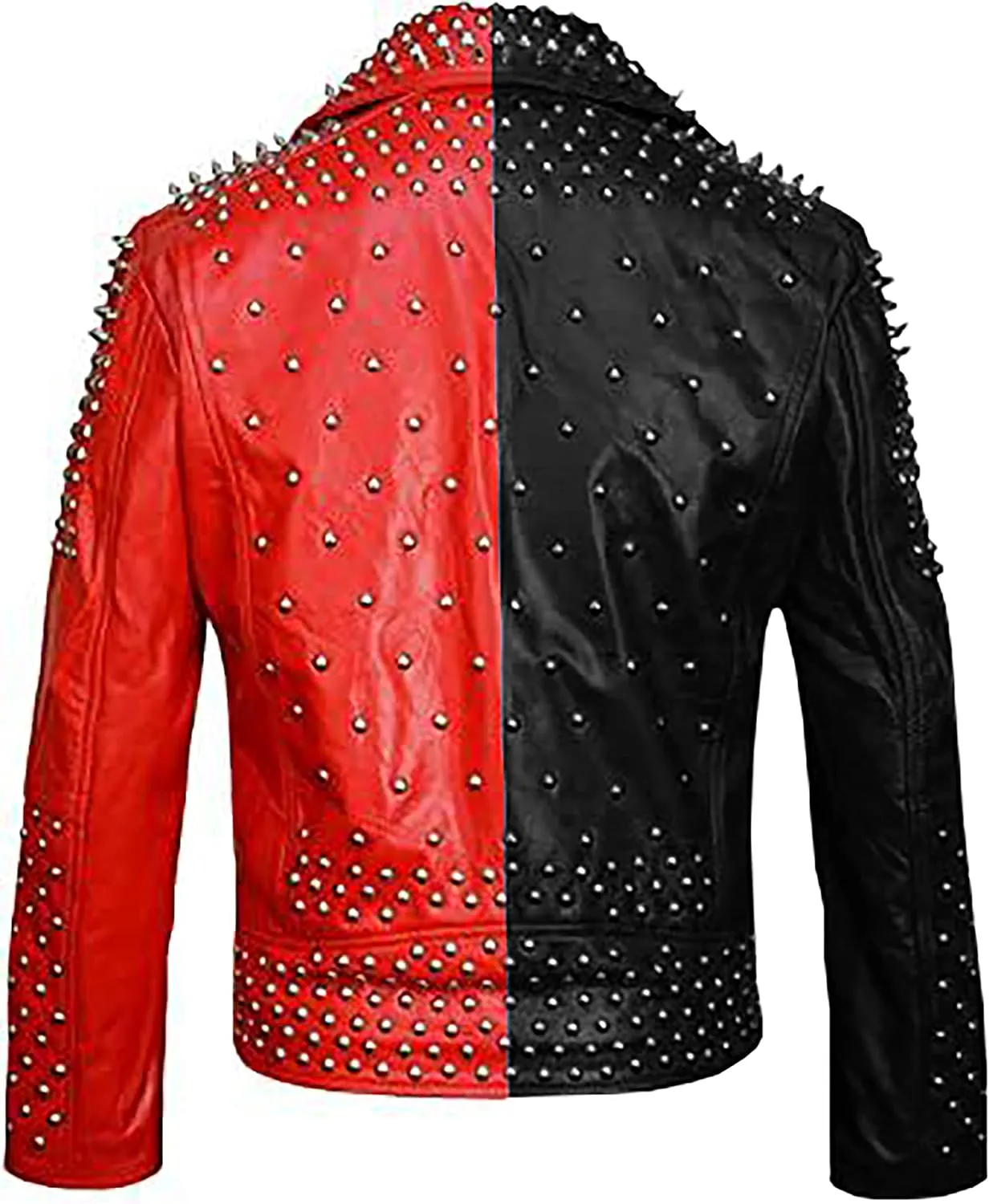 Mens Brando Studded Jacket Black Motorcycle Rock Punk Spiked Brando Biker Genuine Leather Jacket