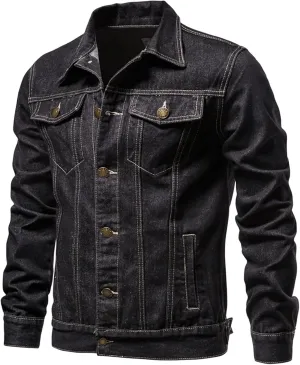 Men'S Denim Jackets, Men'S Casual Workwear Long Sleeve Lapel Collar Denim Jacket Loose Multi Pocket Coat