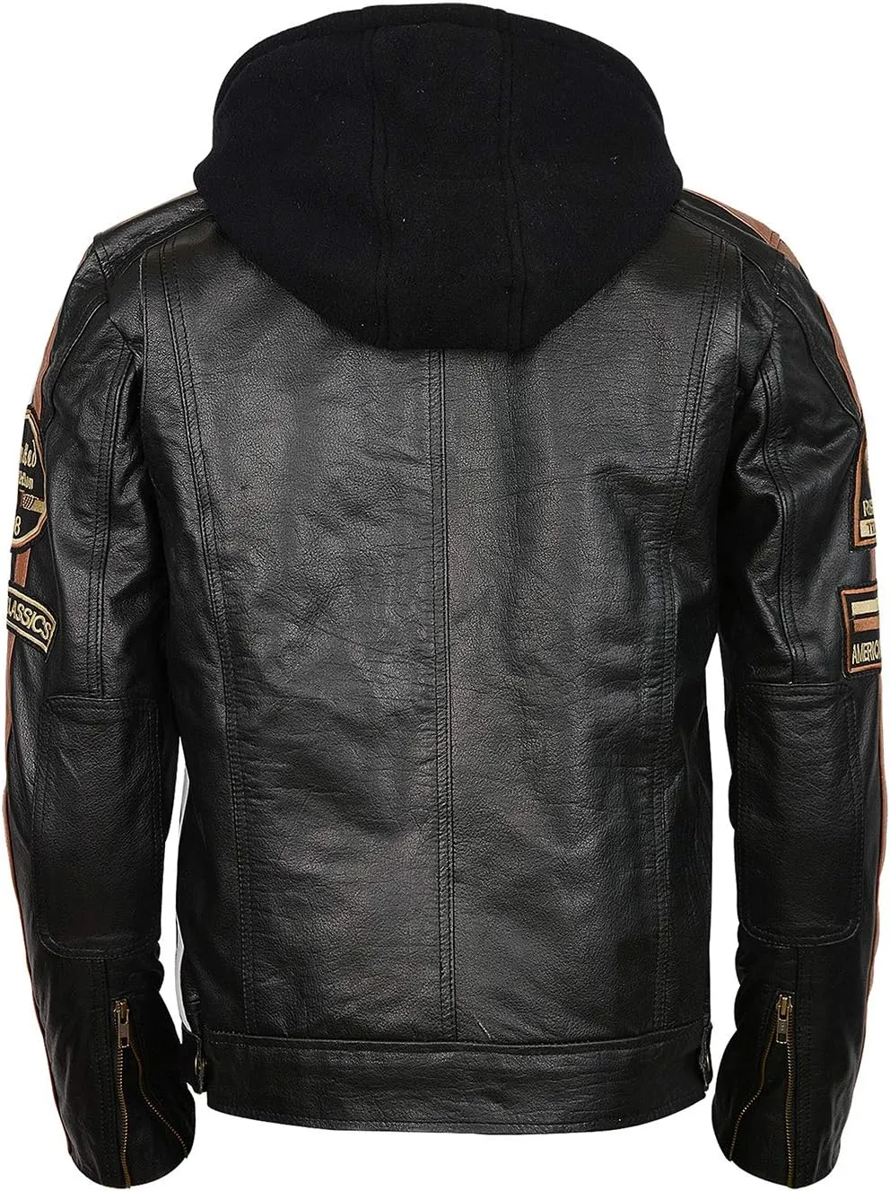 Men's Durable Leather Classic Motorcycle Protective Armored Style Biker Riding Jacket