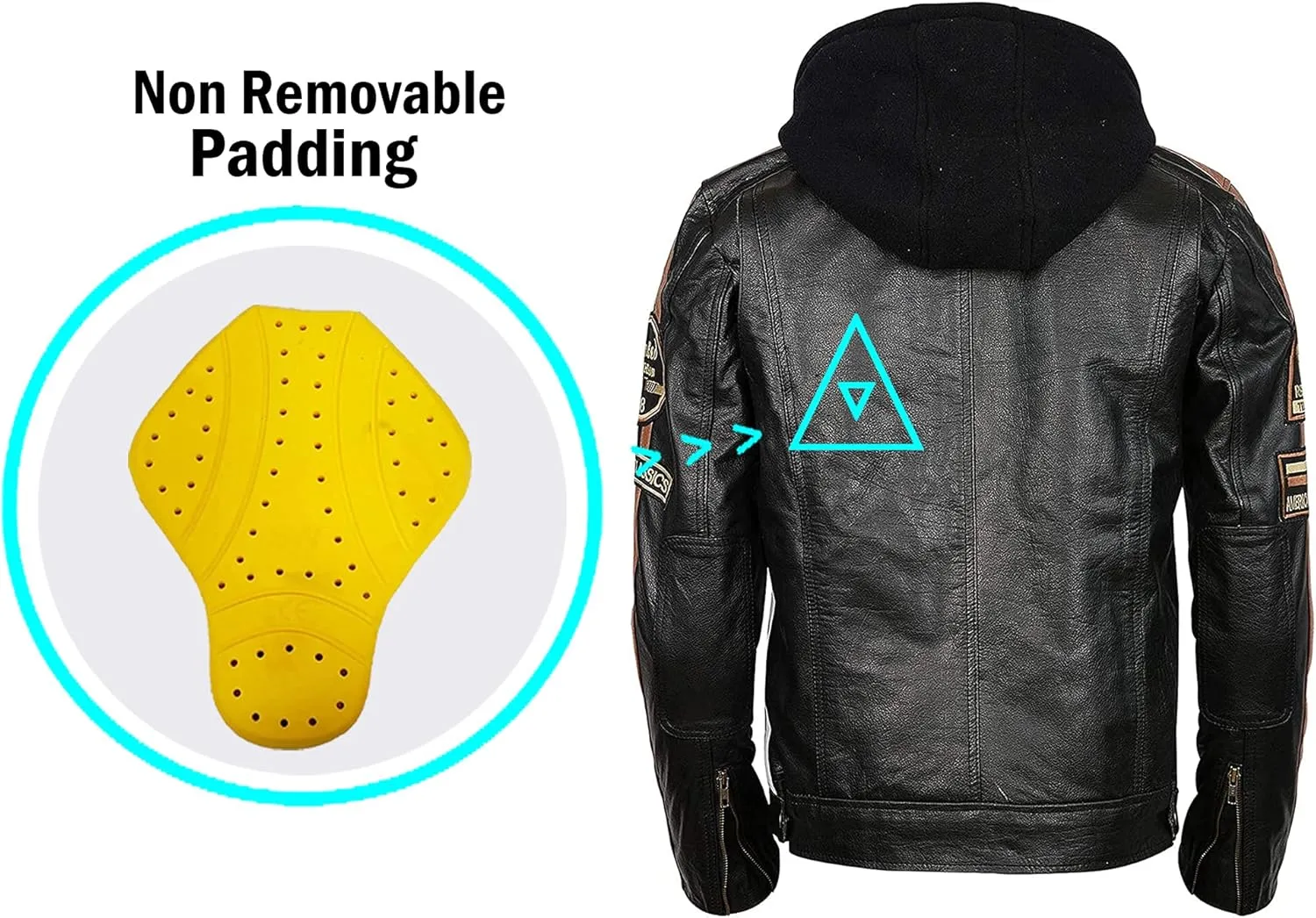 Men's Durable Leather Classic Motorcycle Protective Armored Style Biker Riding Jacket