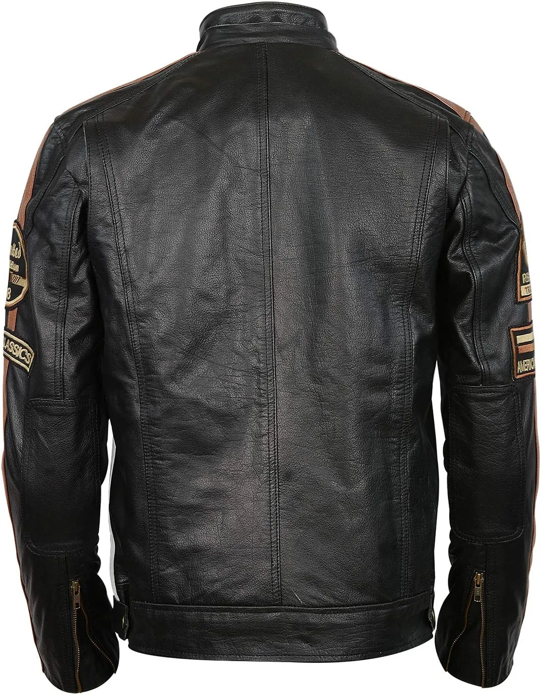 Men's Durable Leather Classic Motorcycle Protective Armored Style Biker Riding Jacket
