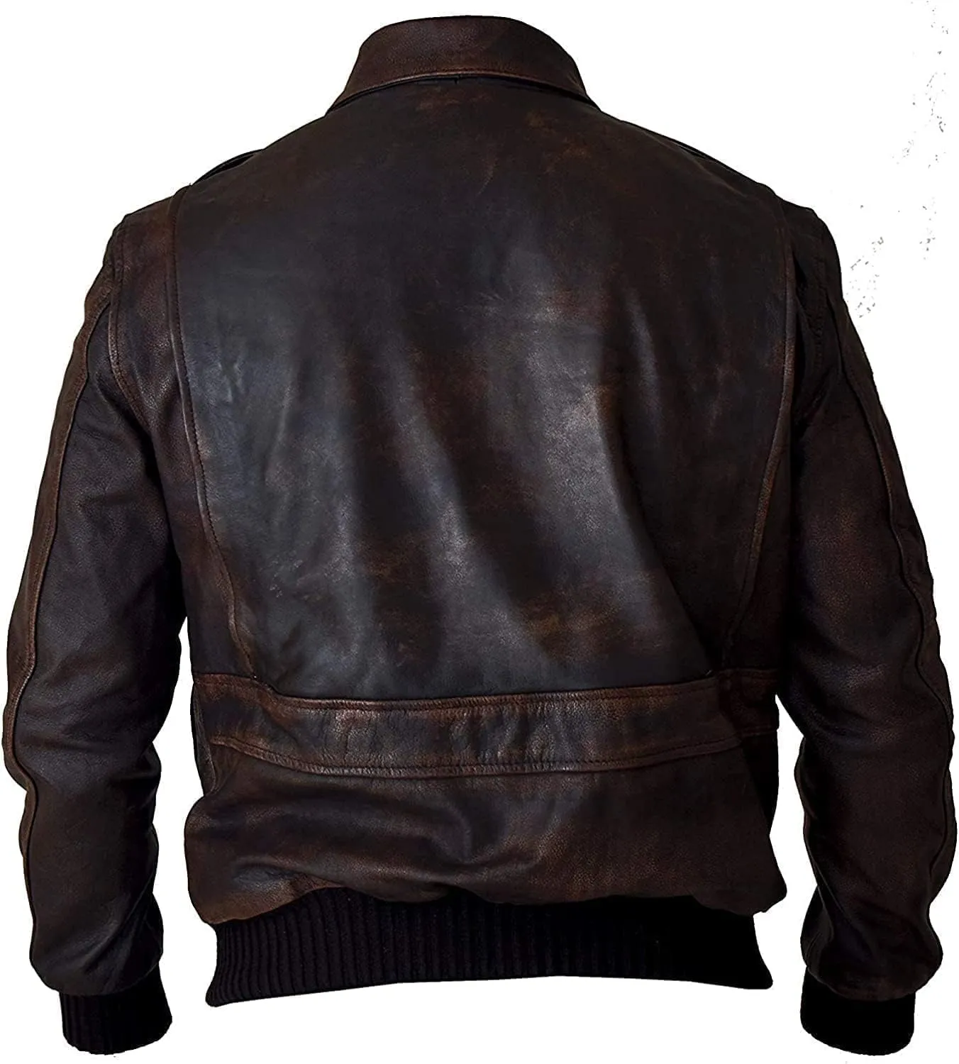 Mens G-1 Fur Collar US Navy Flight Distressed Brown Aviator Genuine Leather Jacket