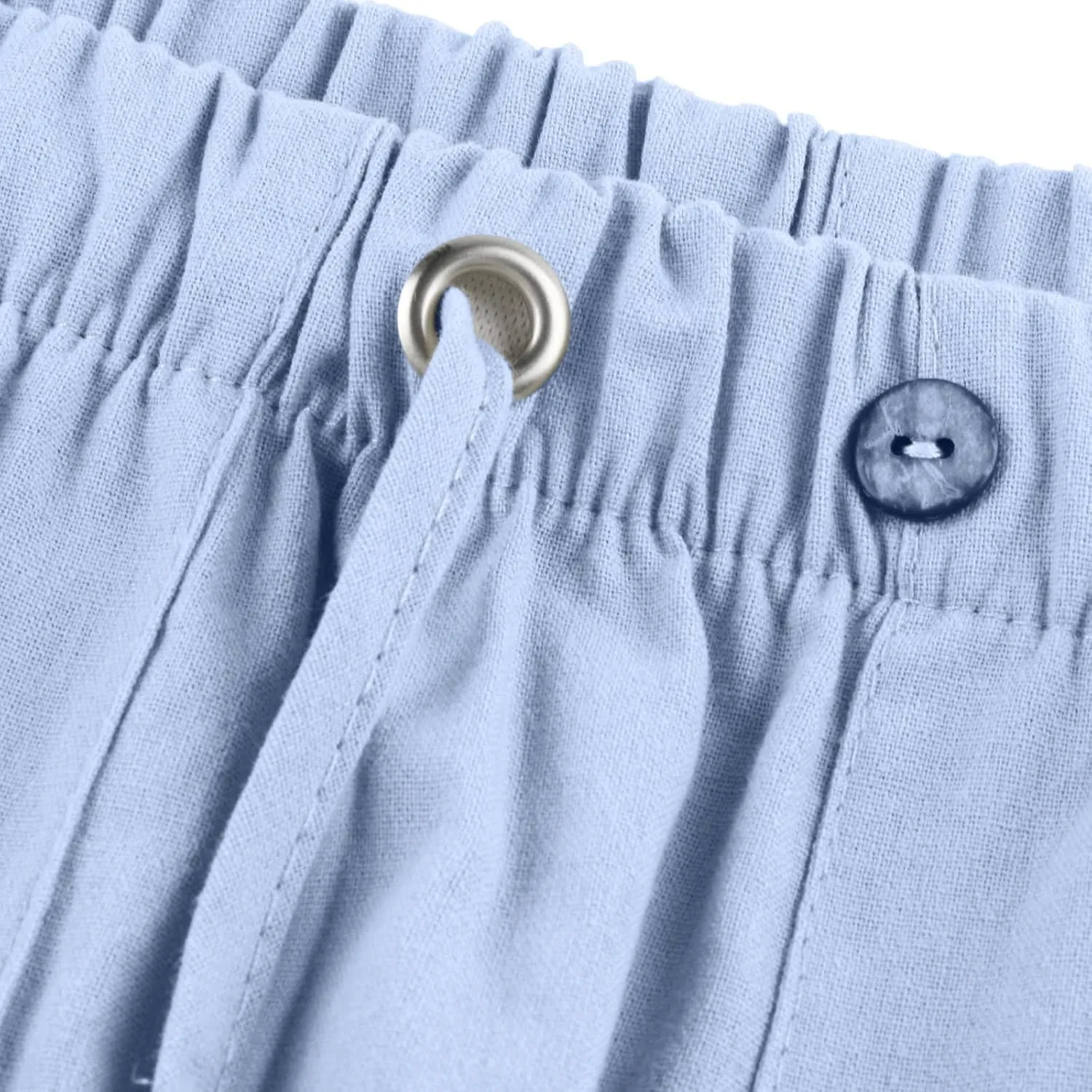 Mens Jogging Pants Men Dress Pants Loose Casual Solid Color Cotton Linen Trousers Elastic Tie Printed Straight Pants