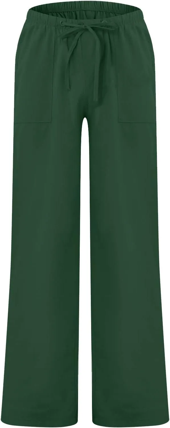 Mens Jogging Pants Men Dress Pants Loose Casual Solid Color Cotton Linen Trousers Elastic Tie Printed Straight Pants