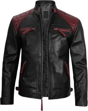 Men's Leather Jacket Black And Red Colour Quilted Fashion Jacket for Stylish Outfits Casual or Dressy Look
