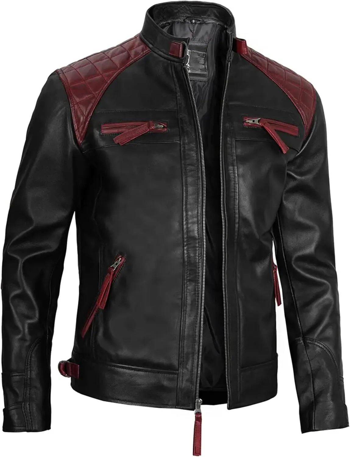 Men's Leather Jacket Black And Red Colour Quilted Fashion Jacket for Stylish Outfits Casual or Dressy Look