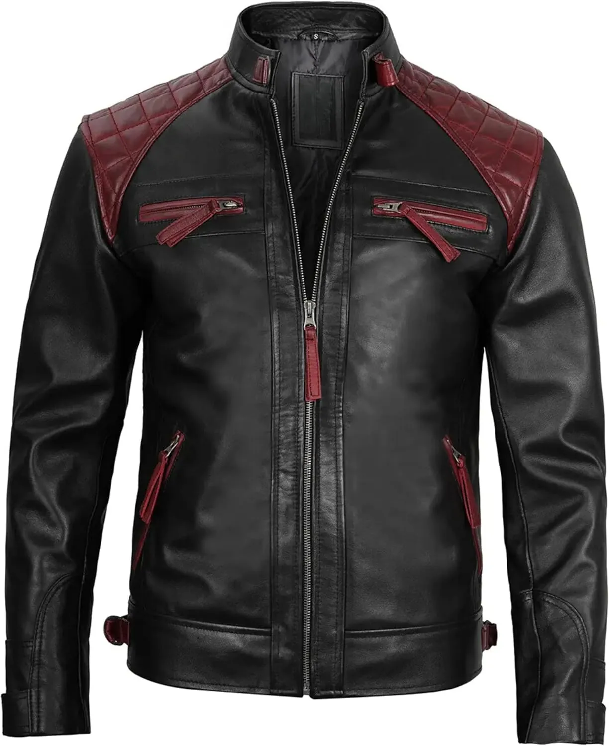 Men's Leather Jacket Black And Red Colour Quilted Fashion Jacket for Stylish Outfits Casual or Dressy Look
