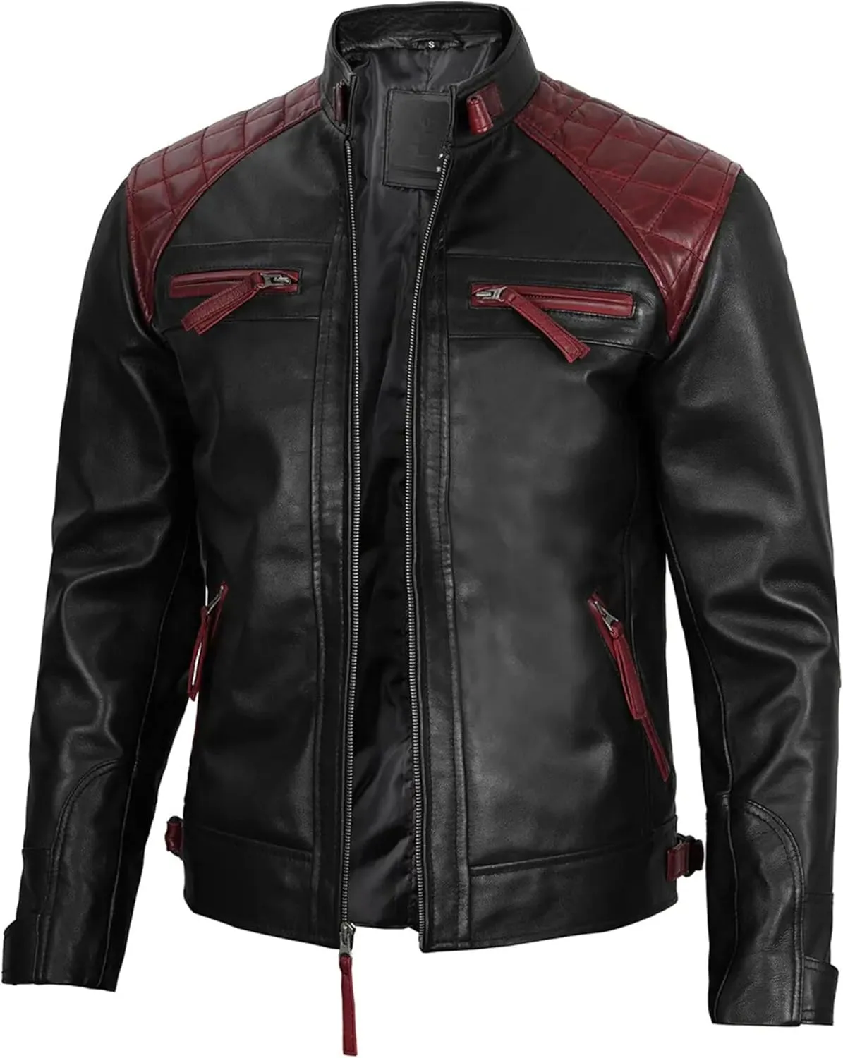 Men's Leather Jacket Black And Red Colour Quilted Fashion Jacket for Stylish Outfits Casual or Dressy Look
