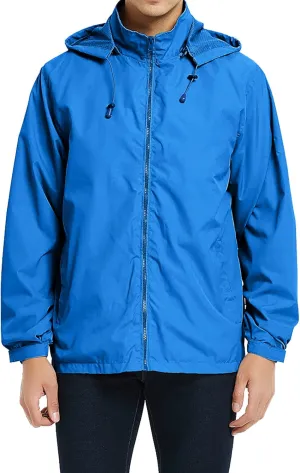 Mens Lightweight Windbreaker Jacket Waterproof Rain Jacket with Hood Soft Shell Jacket