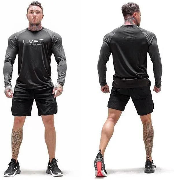 Men's Long Sleeve Performance Raglan Tee for Gym, Bodybuilding, Running, and Workout Training - Athletic Shirt