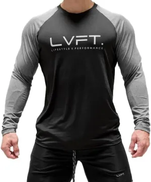 Men's Long Sleeve Performance Raglan Tee for Gym, Bodybuilding, Running, and Workout Training - Athletic Shirt