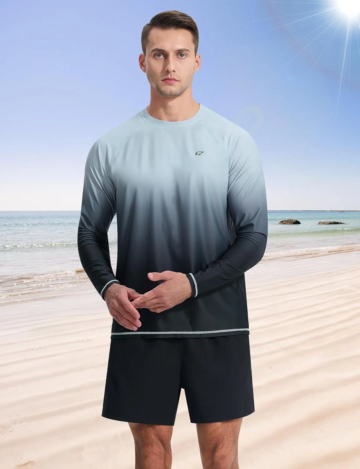 Men's Long Sleeve Rash Guard Quick Dry Swim Shirts UPF 50  UV Sun Protection Tee Surfing Tops