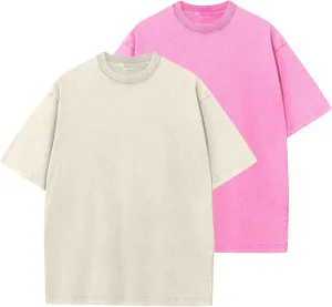 Men's Oversized Cotton T-Shirts Loose Fit Vintage Washed Tee Unisex Short Sleeve Casual Shirts Tops