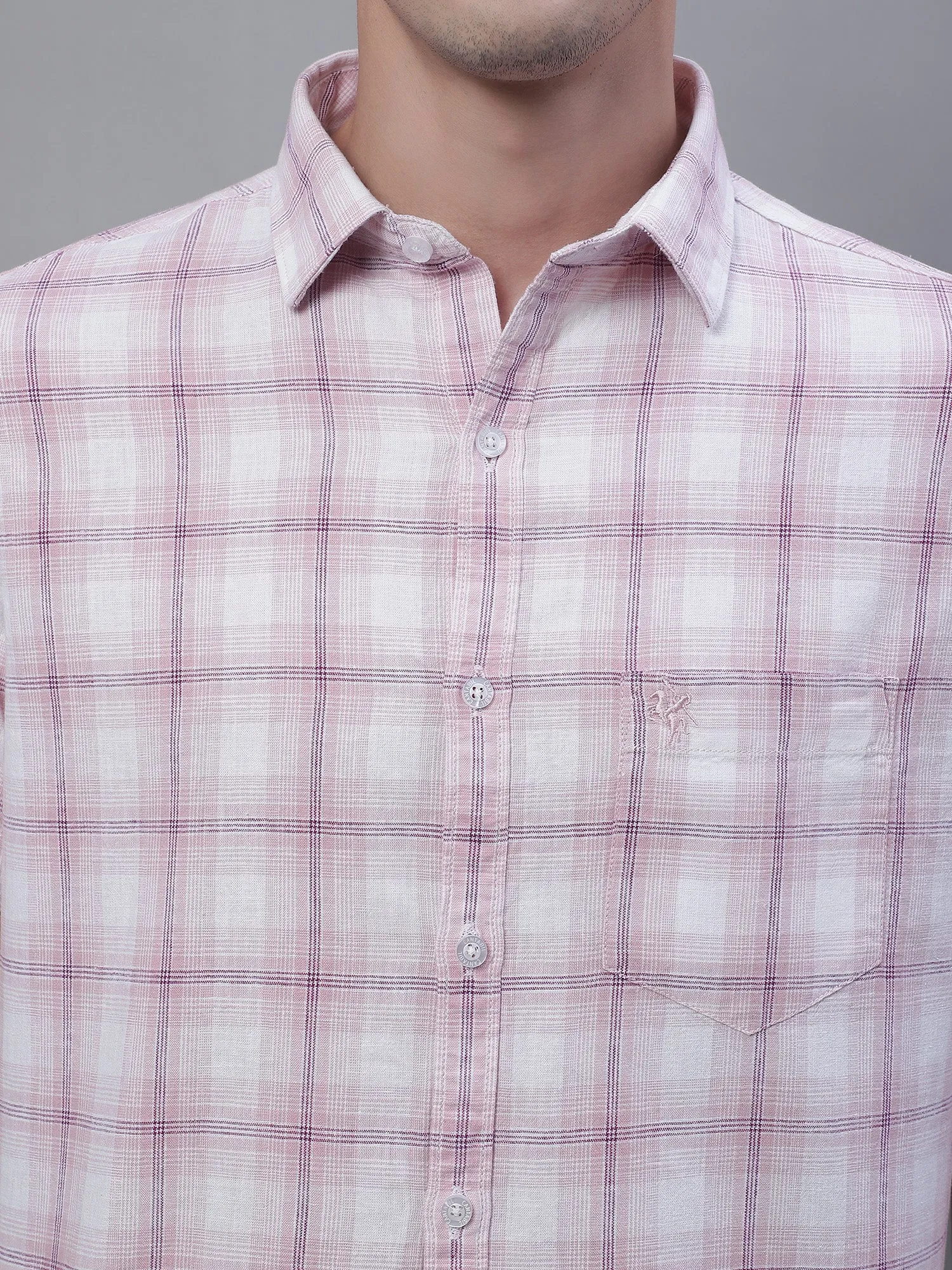 Men's Purple Casual Medium Checks Half Sleeve Shirt