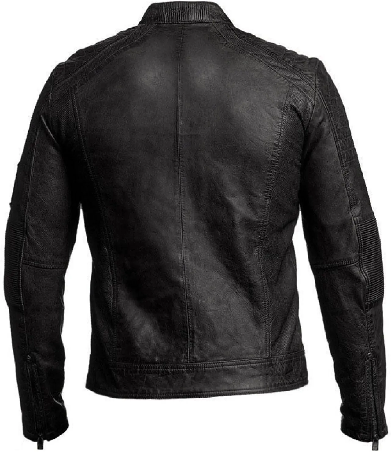 Mens Racing Motorcycle Padded Armored Distressed Brown Cowhide Leather Jacket