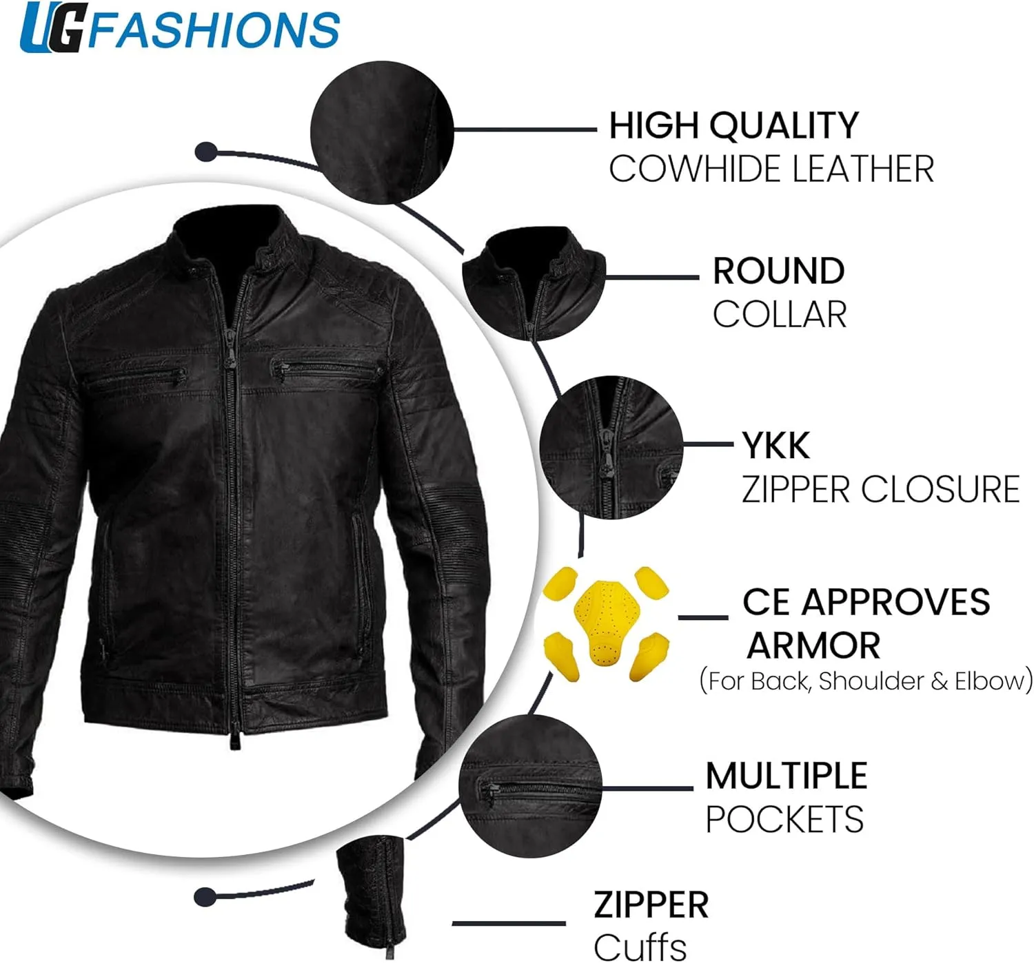 Mens Racing Motorcycle Padded Armored Distressed Brown Cowhide Leather Jacket
