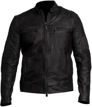 Mens Racing Motorcycle Padded Armored Distressed Brown Cowhide Leather Jacket