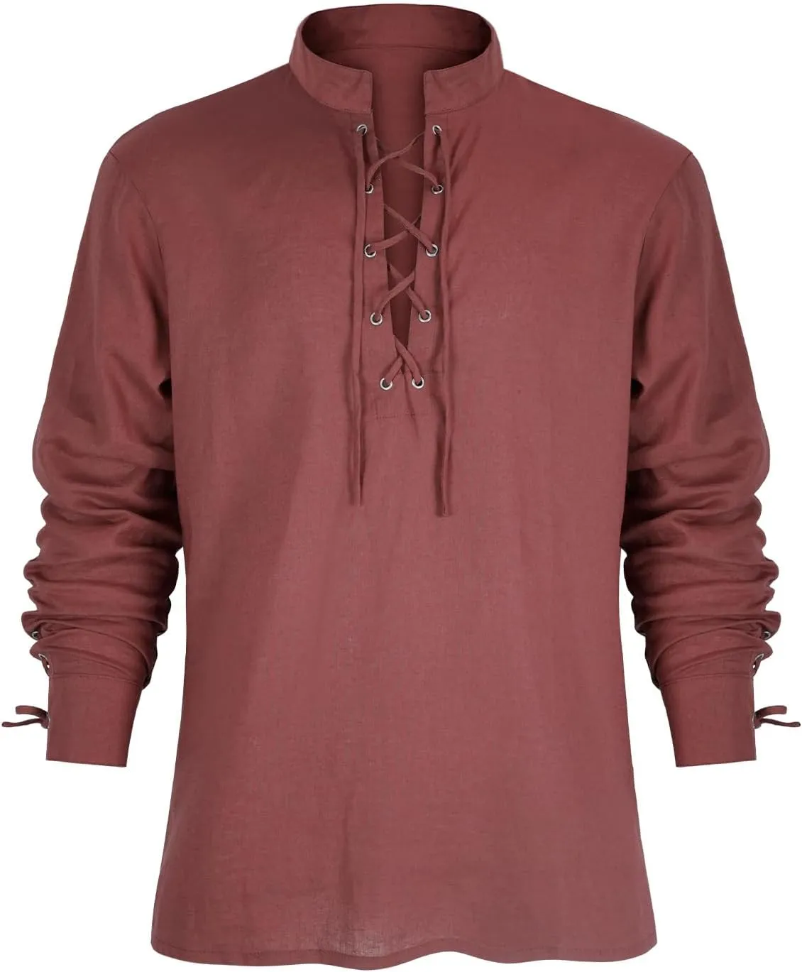 Men's Renaissance Shirt Pirate Medieval Viking top Linen Long Sleeved Halloween Costume