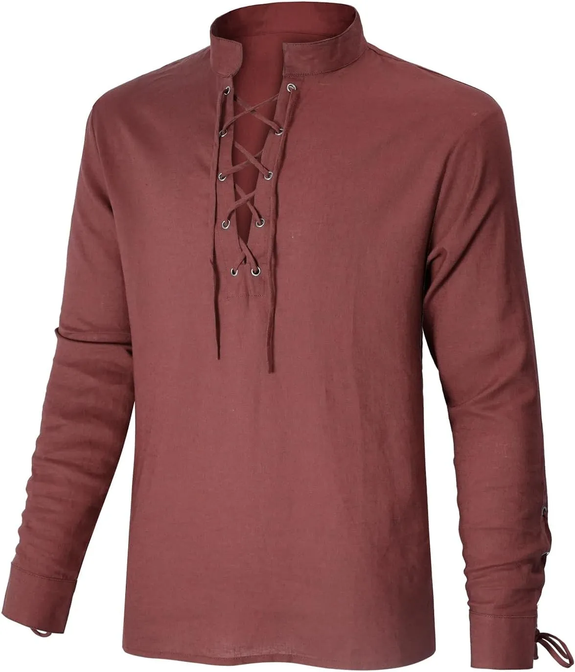 Men's Renaissance Shirt Pirate Medieval Viking top Linen Long Sleeved Halloween Costume