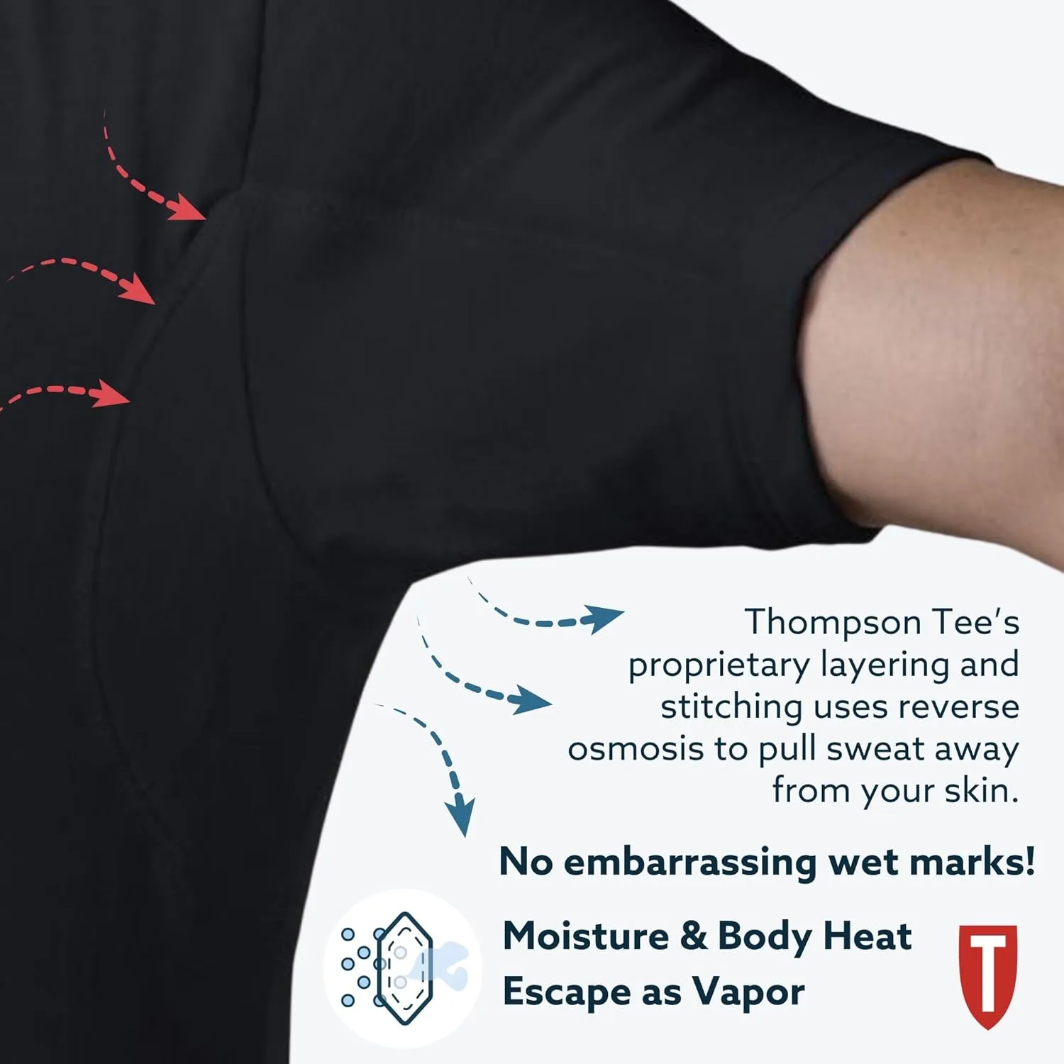 Men's Sweatproof Undershirt | Cotton Deep V Neck | Original Fit | with Sweat Pads