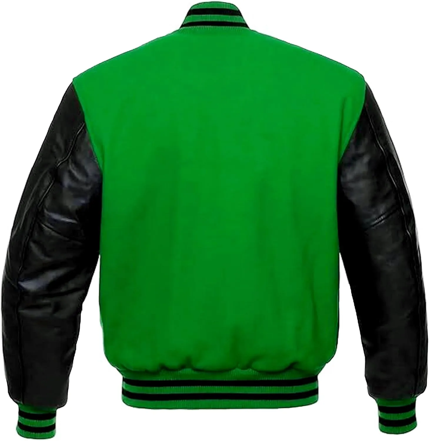 Men's Varsity Jacket Genuine Leather Sleeve Wool Blend Letterman Jacket - High School Baseball Bomber Jackets