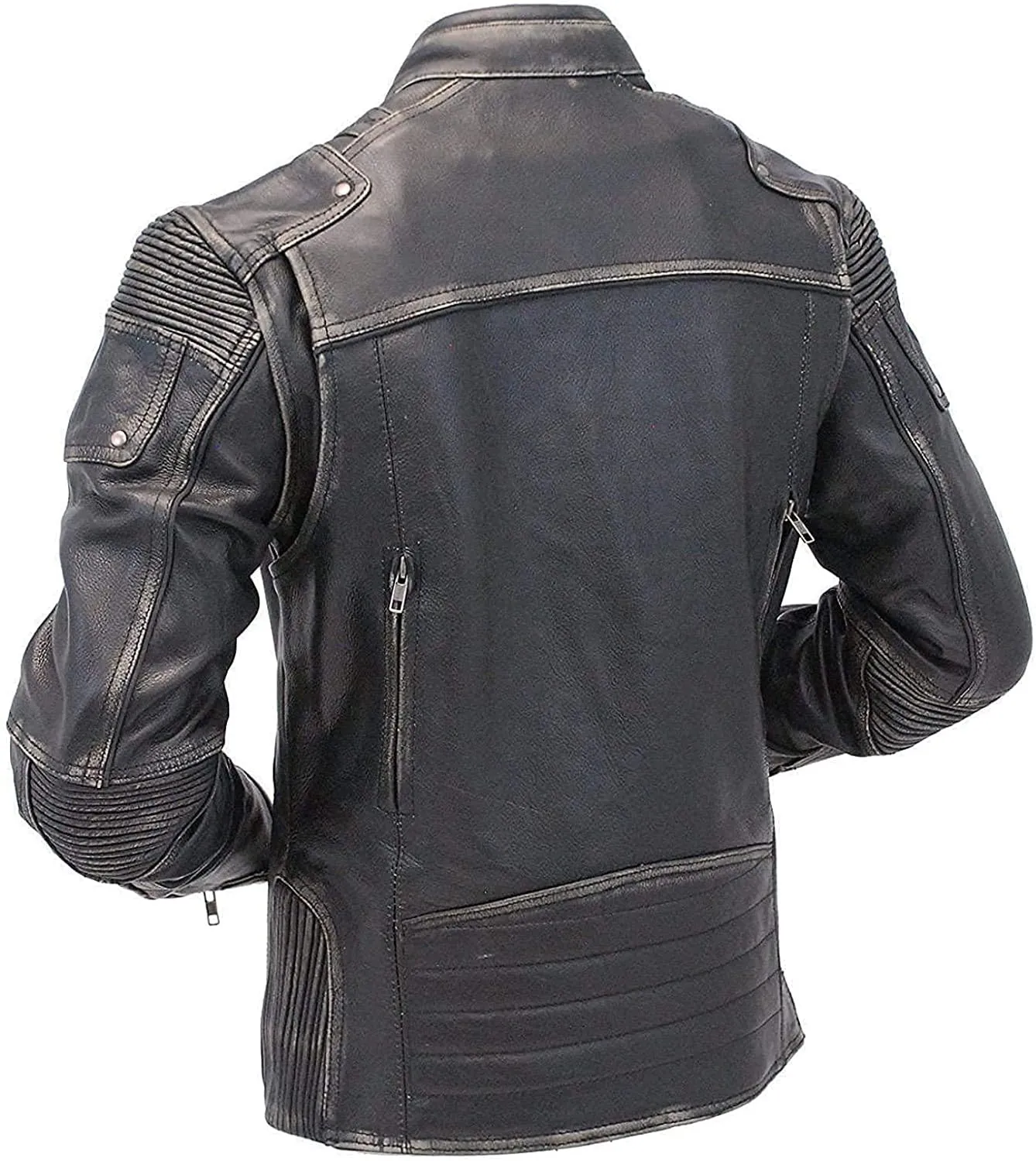 Mens Vintage Cafe Racer Biker Leather Jacket | Motorcycle Leather Jacket for Men