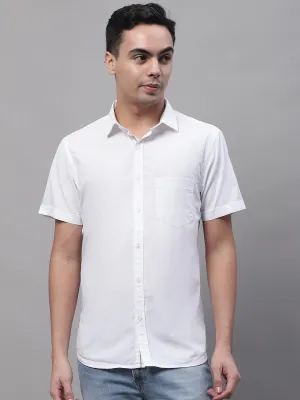 Men's Wine Casual Plain Half Sleeve Shirt