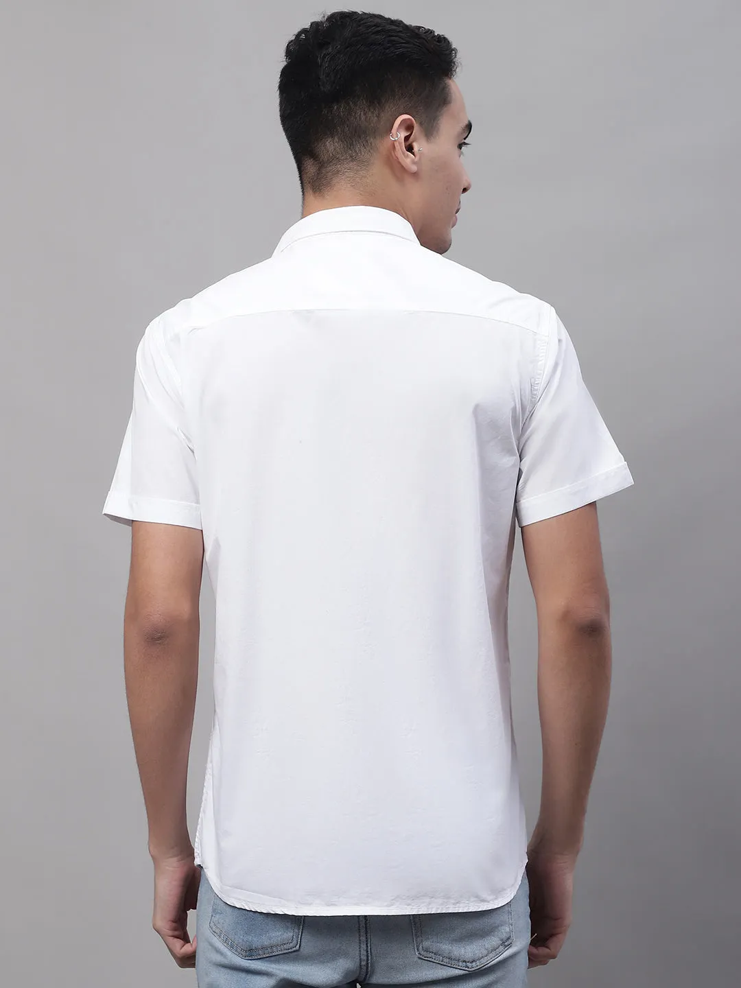 Men's Wine Casual Plain Half Sleeve Shirt