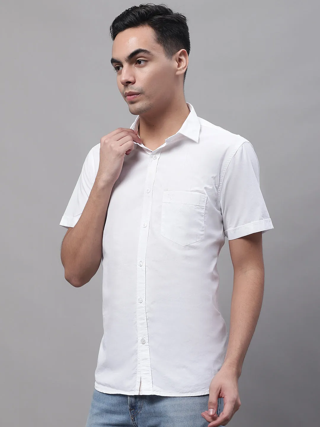 Men's Wine Casual Plain Half Sleeve Shirt
