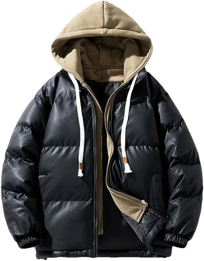 Men's Winter Bread Cotton-Padded Jackets Warm Thick Hooded Windproof Parkas Casual Puffer Short Coats