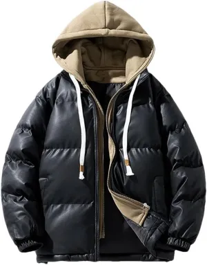 Men's Winter Bread Cotton-Padded Jackets Warm Thick Hooded Windproof Parkas Casual Puffer Short Coats