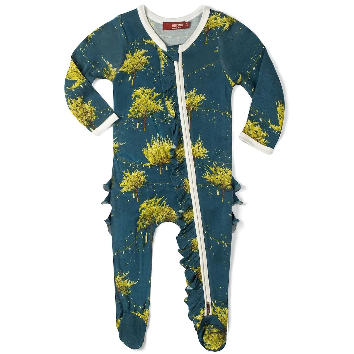 MILKBARN - FIREFLY RUFFLE ZIP FOOTED ROMPER
