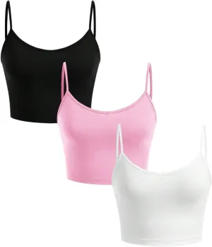 Milumia Girl's 3 Piece Cami Crop Top Spaghetti Strap Backless Basic Camisoles